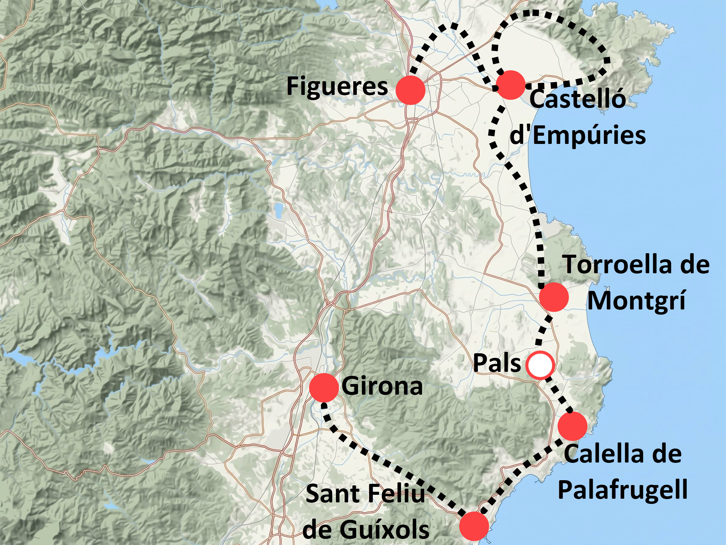 map Girona and the Costa Brava 3015
