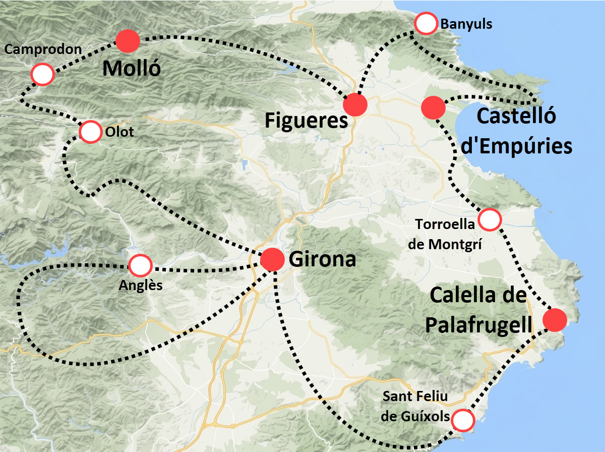map 3069 Road cycling Girona Costa Brava and the Pyrenees